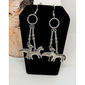 Southwestern Dangle French Wire Horse Bird Charms Repurposed Earrings